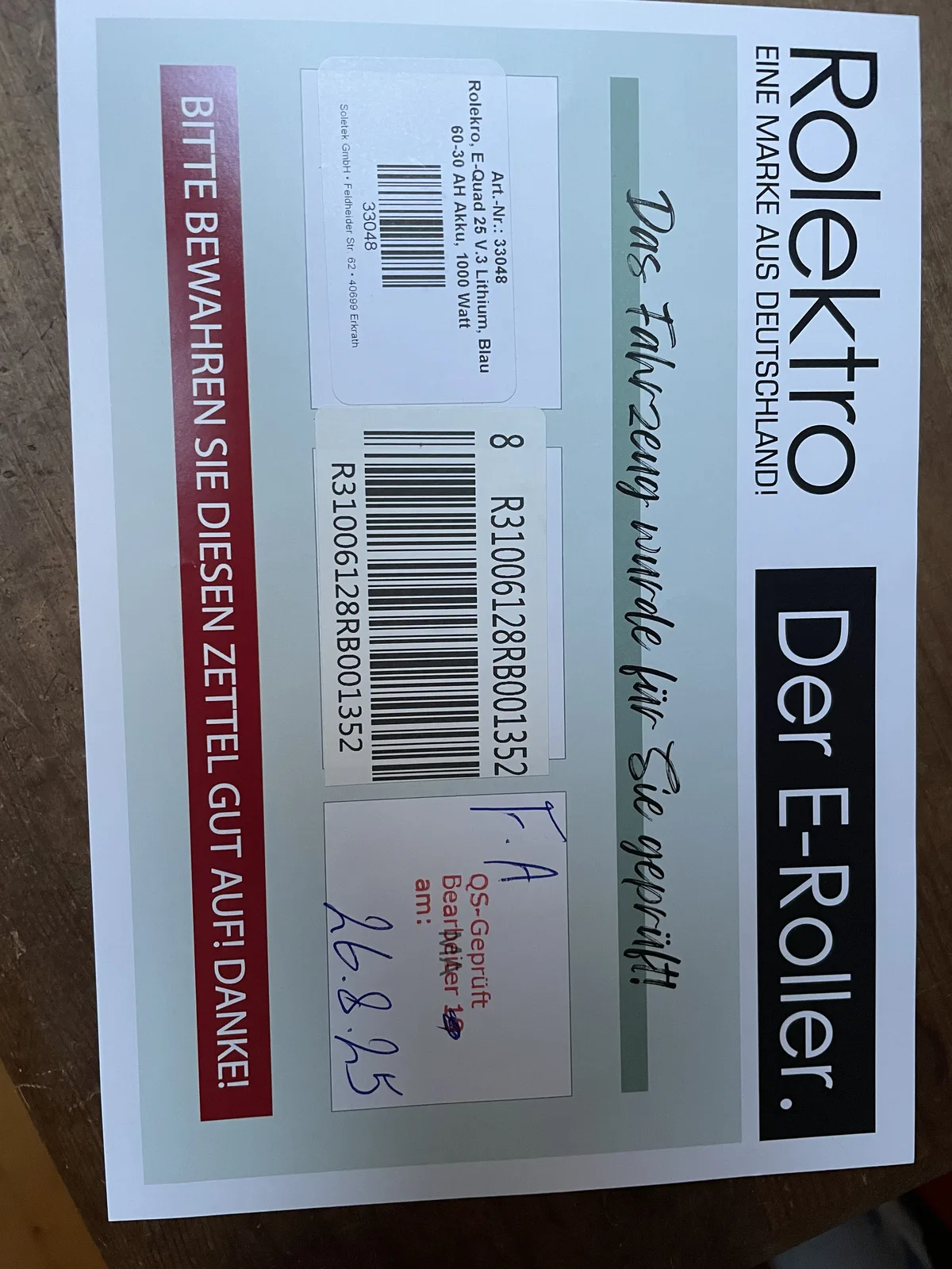 Rolektro 25 V 3, Foto 6 von 10, Zustand neuwertig